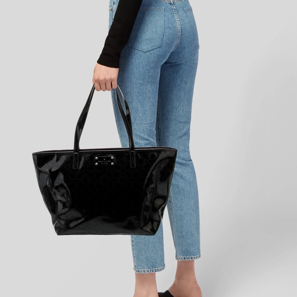 Black Patent Tote Bag - Women